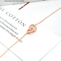 Collier à double anneau plaqué argent, chaîne de clavicule tendance pour femme, style célébrité internet, design de niche