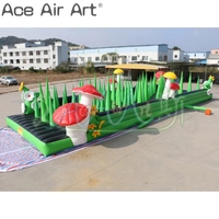 Traverser l'herbe jeu d'élément de plante gonflable fleurs, herbe et champignons défi de parcours d'obstacles gonflable jeux de plein air