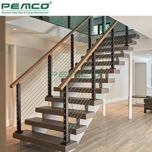 <span class=keywords><strong>Rampe</strong></span> d'<span class=keywords><strong>escalier</strong></span> en câble métallique pour intérieur, 40x40 50x50 mm, balustrade en <span class=keywords><strong>acier</strong></span> inoxydable, garde-corps vertical en câble - Product Image 1