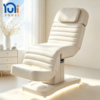 Table de massage électrique, mobilier de salon, cuir PU, structure métallique, éponge haute densité, dossier et repose-pieds réglables, lumière d'ambiance, repose-pieds