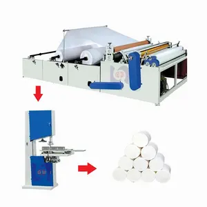 Toilet paper rewinding machine with embossing cutting machine and sealing device