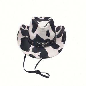 Cow Print Cowboy <b>Hat</b> Western Style Cowgirl <b>Hat</b> <b>for</b> Parties Outdoor - Product Image 6