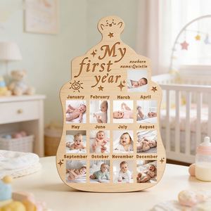 Personalized Wall <b>Plaque</b>, Baby First Birthday Custom Photo Ornament, Christening <b>Memorial</b> Gift - Wooden Home Decor - Product Image 4