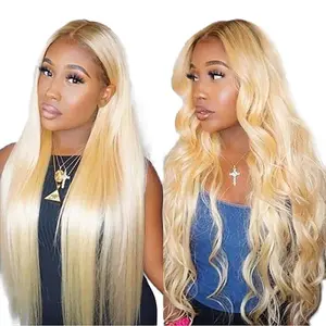 200 density glueless 4*4 frontal blonde 613 full lace wig, bob 613 blond color human hair lace wig pre plucked