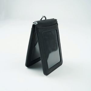 Business Professional Leather ID Card Holder Detachable Card Holder Silk Screen <b>Polyester</b> <b>Lanyard</b> for Office Use - Product Image 2