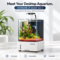 Aquarium de bureau tout-en-un en verre ultra-plat sans bordure avec système de filtration silencieux pour poissons Betta et poissons-clown Eco