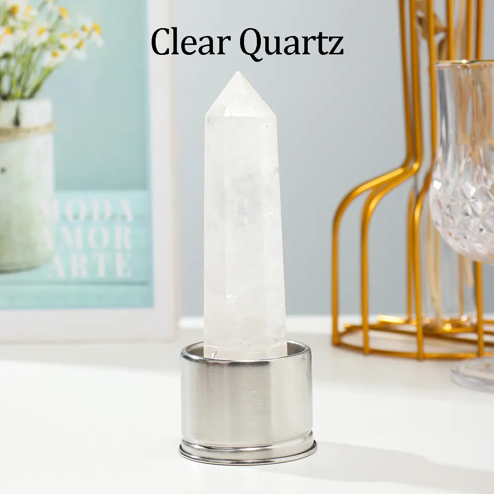 HOT SALE Replaceable healing crystal stone point withe bottom for crystal water bottle excluding bottles 