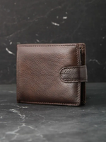 Dompet Lipat Pria Kulit Sapi Asli RFID dengan Kancing Tekan, Banyak Slot Kartu, Dompet Vintage untuk Uang Tunai dan Kartu