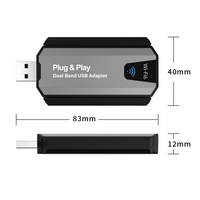 Adaptateur Wi-Fi 6 sans pilote 900 Mbps BT 5.4 Plug & Play pour le jeu, double bande, USB, externe, sans fil, pour ordinateur de bureau