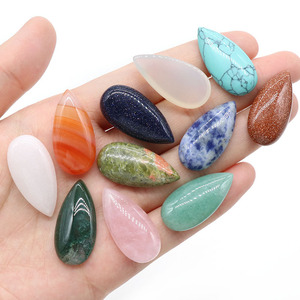 15x30mm 눈물방울 모양 원석 카보숑 플랫백 마노 카보숑 스톤, 목걸이 쥬얼리 제작 DIY용 - Product Image 1