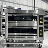 Horno de gas comercial de acero de 1 piso y 2 bandejas, multifuncional, grande, para panadería y pizza, con múltiples capas.