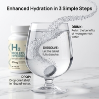 Comprimés d'eau à hydrogène moléculaire à dissolution rapide Qbioflex H2, antioxydants, hydratation cellulaire équilibrée, hydratation quotidienne pour le fitness