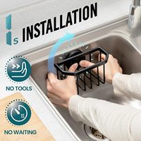 Support multifonctionnel pour éponges de cuisine Cedar Space avec ventouse puissante en aluminium antirouille pour brosses et éponges à vaisselle