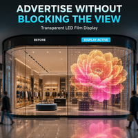 P10 intérieur verre Transparent Flexible Film panneau d'affichage LED bande affichage vidéo publicité mur pour centre commercial magasin
