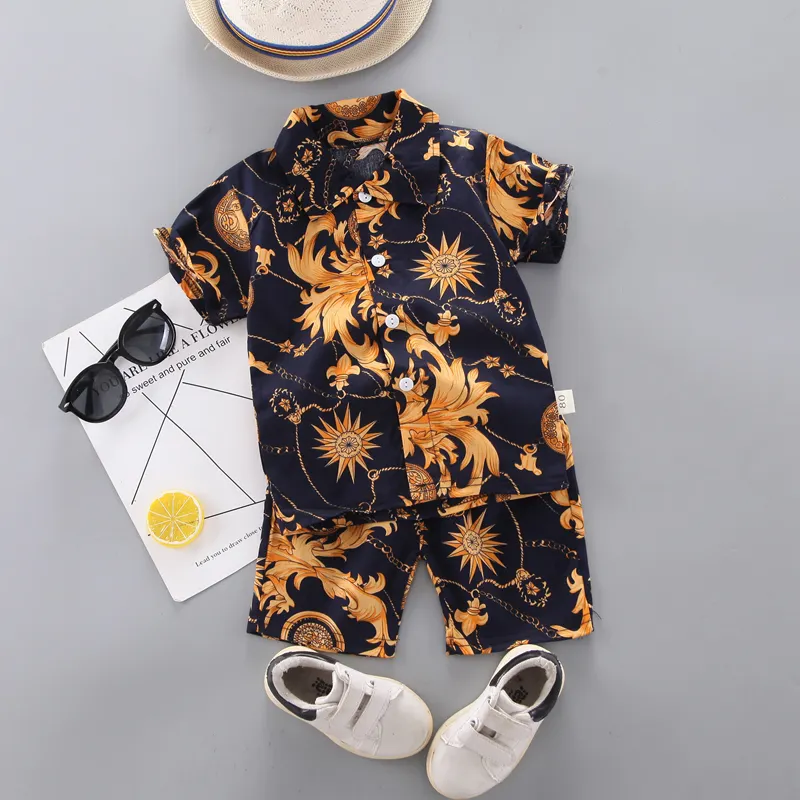 Boys 1 -4 years old dinosaur pattern short-sleeved shirt suit casual boys clothes toddler boys clothing