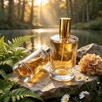 Botol Parfum Kaca Transparan Kosong 50ml Tutup Sekrup Penutup Emas Kemasan Kosmetik Perawatan Kulit Pompa Semprot Silinder Penyemprot Minyak