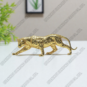 Hiện đại trừu tượng Vàng beo điêu khắc hình học nhựa Leopard bức tượng khuôn mạ vàng trang trí nội thất Quà Tặng thủ công trang trí - Product Image 3