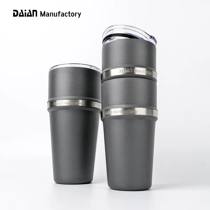 Customized Double Walled Vacuum Insulated Travel Coffee Mug 16oz 26oz Stainless Steel Stackable Sublimation Tumbler Cup