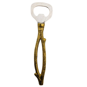 Customized Elegant Bark Design Handle Aluminium Bottle Opener in Silver and Gold <b>Bar</b> Accessories for Bulk Sale - Product Image 1