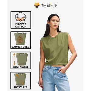 Camiseta Deportiva sin Mangas para Mujer, Corte Ajustado, Teñida en la Prenda, de Algodón, Paquete de 2, Multicolor - Product Image 5