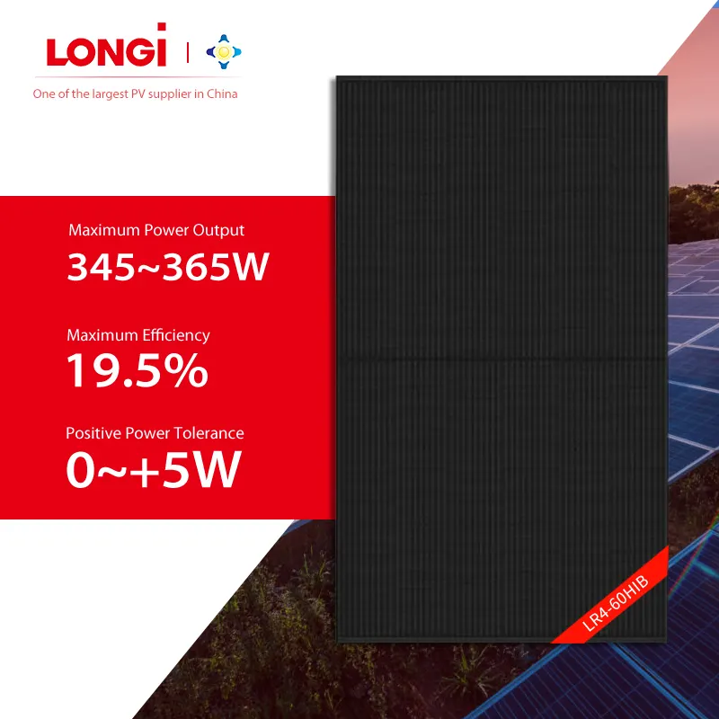 Panneaux pv de haute qualité LONGi cellule solaire Mono 345w 350w 355w 360w 365w modules solaires en vente avec un bon prix
