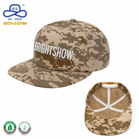Casquette Snapback à 5 panneaux à visière plate, certifiée OCS, avec impression numérique camouflage style Pixel personnalisé, broderie en relief, vente en gros, usine OEM