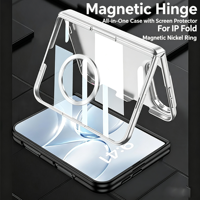 Étui magnétique intégré Shell Film pour iPhone Duo 18 Fold, anneau magnétique pliable, coque de protection pour téléphone portable