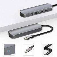 Hub USB-C 4 en 1 de Aleación de Aluminio, USB 3.2 Gen 2 10Gbps, Gris Plateado, 28 AWG, Garantía de 12 Meses, en Caja