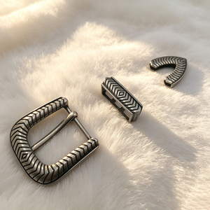 Juego de 3 piezas de puntas de hebilla de cinturón de vaquero/vaquera vintage de latón puro estilo Western (40mm) con diseño de herradura - Product Image 3