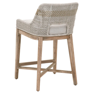 Tapestry Counter <b>Stool</b> -White Flat Rope, Natural Gray Mahogany, Pumice Fabric Durable High <b>Bar</b> <b>Stool</b> for Home <b>Bar</b> & Dining Room - Product Image 3