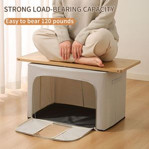 Caja de Almacenamiento de Ropa Plegable de Tela Oxford, Nueva y Mejorada, Organizador de Ropa y Edredones para el Hogar con Marco de Acero - Product Image 4