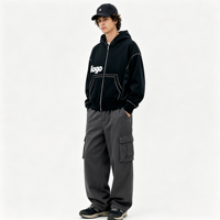 Sweat à capuche zippé Y2K pour homme, style punk streetwear, coupe slim, court, avec décorations cloutées, veste décontractée tendance