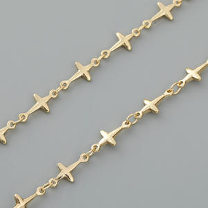 Cadena de cadena puntiaguda hecha a mano, accesorios de collar, cadena de estrella chapada en oro, venta al por mayor, cadena cruzada, pequeña estrella - Product Image 4