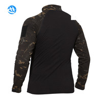 T-shirt à manches longues en tricot respirant, ignifuge, antistatique, durable, camouflage tactique, uniformes de grenouille pour hommes, polyester