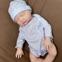 18 Zoll Vollsilikon Reborn Baby-Puppe Realistische Lebensechte Neugeborenen-Puppe Weiches Festes Silikon für Säuglings-Training