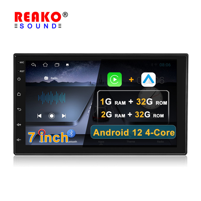 TS7 Android 12 Car Stereo Player 7 Inch 2 Din Touch Screen Mirror Link Carplay GPS Navigation FM BT 2.5D Screen Dashboard USB