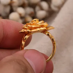 Ethiopia Gold Plated Rings Dubai Arabic Wedding Banquet Designer Finger Rings Trendy Female Jewellery Gifts