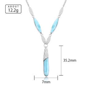 Collar de Larimar de Plata de Ley 925 auténtico abrazando la piedra textura única y brillo azul - Product Image 5