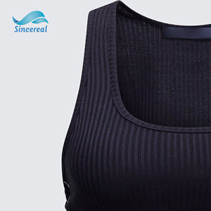 Débardeur court côtelé personnalisé avec cordon <span class=keywords><strong>de</strong></span> serrage latéral et fronces, col rond, sans manches, pour femme, idéal pour le fitness et le yoga en été - Product Image 4