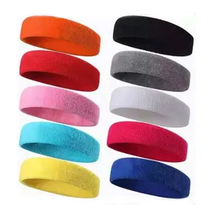 Personalized Custom Embroidered Logo Cotton Plain Long Athletic Elastic Terry Cloth Soccer Running Sport Sweat Bands