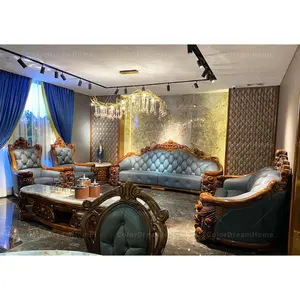 Klassieke Meubels Sets Zuidoost-azi Ë Home Houten Sofa Luxe Lederen Sofa Sectionele Groothandel