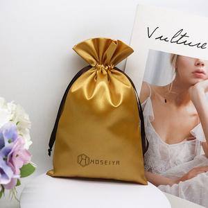Manufacturer Custom Logo Satin Drawstring Bags Gold Wig Underwear Wig <strong>Packaging</strong> Pouches <strong>Textile</strong> <strong>Packaging</strong> - Product Image 2