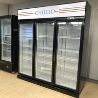 Réfrigérateur commercial encastrable à affichage, sans givre, à refroidissement par air, 3 portes, pour boissons et bouteilles d'eau, prêt à l'emploi