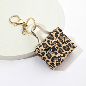 Porte-clés en cuir PU imprimé léopard 2026, forme de sac, <span class=keywords><strong>mini</strong></span> sac à main suspendu en cuir PU - Product Image 4