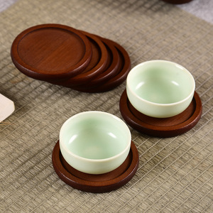 Posavasos Redondos de Bambú para Tazas de Té, Aislantes del Calor, Ecológicos, Estilo Tradicional, Accesorios para el Juego de Té - Product Image 1