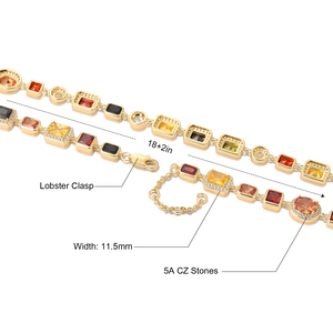 Collana <span class=keywords><strong>con</strong></span> perline <span class=keywords><strong>con</strong></span> pietre preziose multicolori da donna gioielli Zirconia Tennis 18K placcato <span class=keywords><strong>oro</strong></span> colorato pietra gemma catena da uomo - Product Image 5