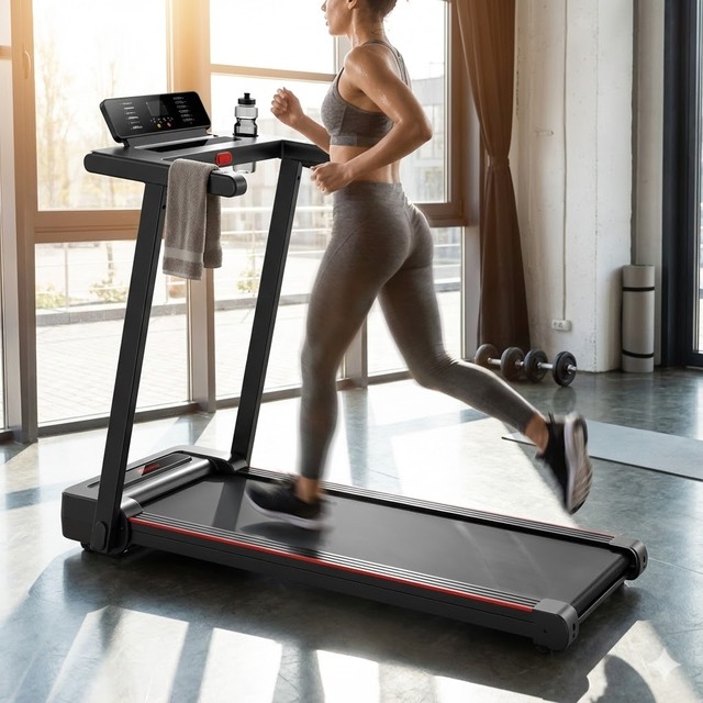HD Touch Display 2.5HP Smart Electric Foldable Portable Auto Incline Treadmill for Home Use