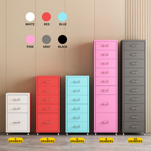 Armoire de rangement métallique moderne à 10 tiroirs, armoire de rangement en acier, armoire à roulettes, armoire à dossiers avec serrure, pour bureau, salon, chambre. - Product Image 4
