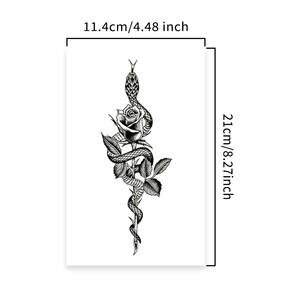 Autocollant de <span class=keywords><strong>tatouage</strong></span> temporaire imperméable avec motifs serpent, fleur, <span class=keywords><strong>rose</strong></span>, logo personnalisable, application sur le <span class=keywords><strong>bras</strong></span>, tenue jusqu'à 1 semaine - Product Image 2