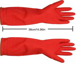 ถุงมือยางทำความสะอาดแบบยืดหยุ่น ยาว กันน้ำ สำหรับใช้ในครัวเรือน ล้างรถ ถุงมือล้างจานแบบใช้ซ้ำได้ สำหรับห้องครัว - Product Image 2